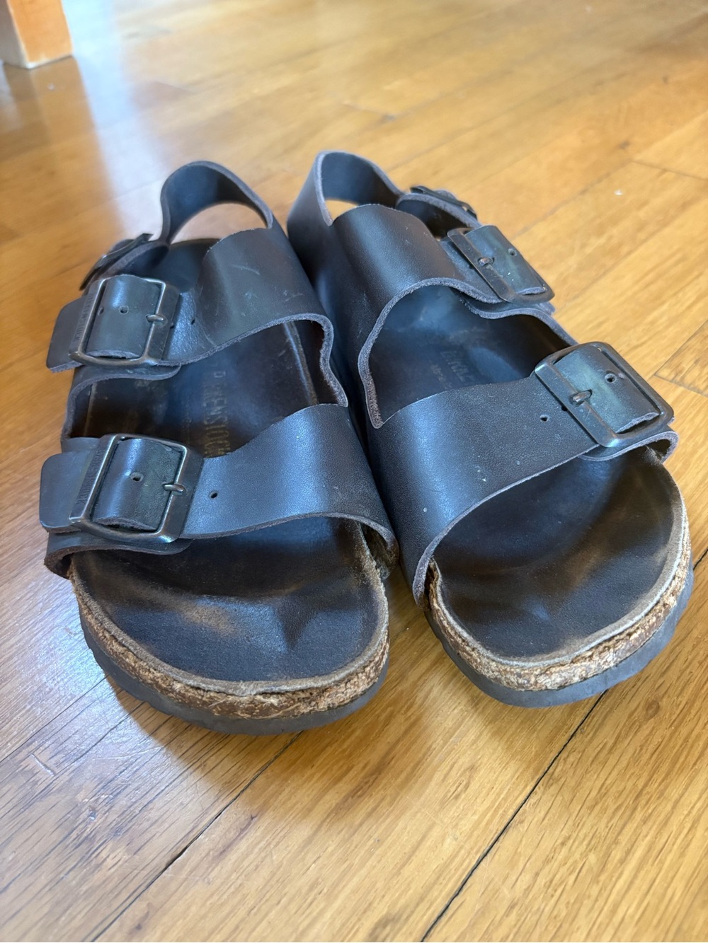 Birkenstock Black Leather Two-Strap Sandals 37